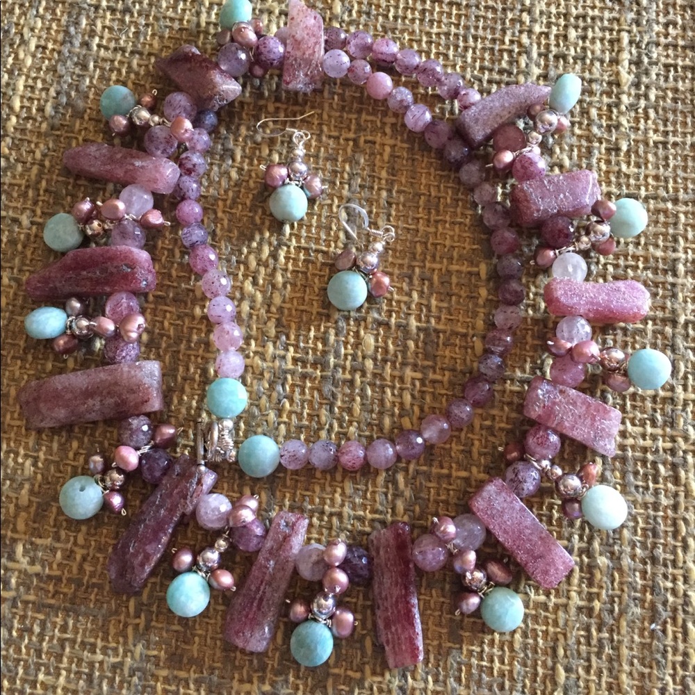 Elegant and the Raw Necklace and Earrings